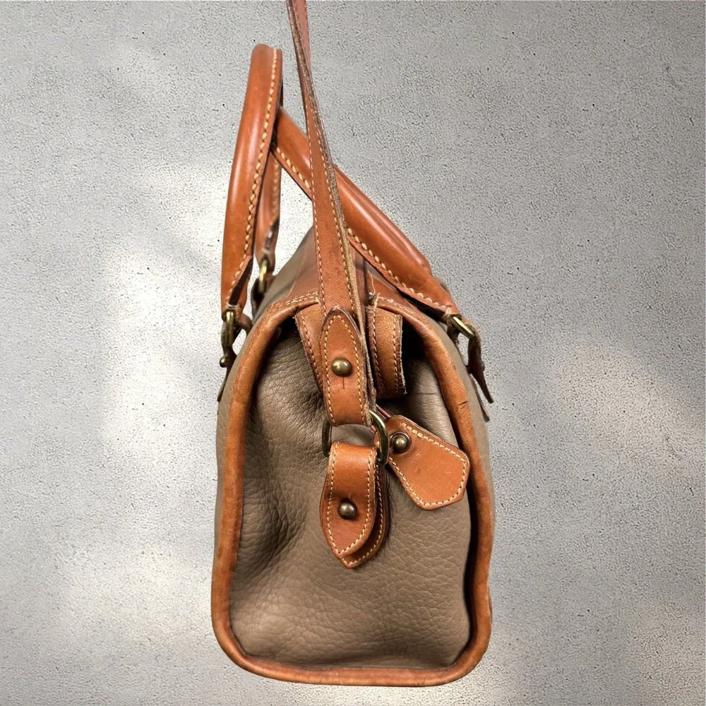 Vintage 80s Dooney &‎ Bourke All Weather Leather Boston Satchel Bag Made in US